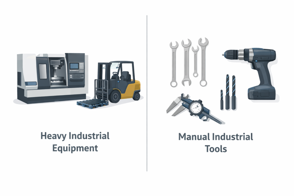 Comparatif entre matériel industriel lourd et outillage industriel manuel