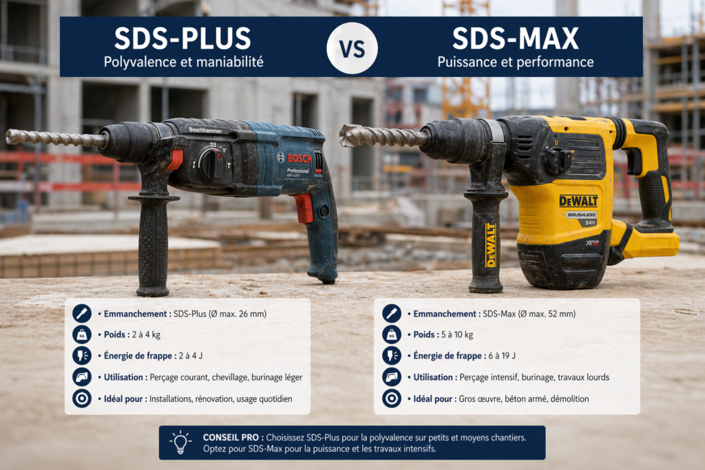 Comparatif de perforateurs professionnels utilisés sur chantier